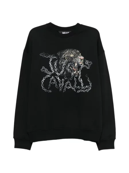 Pulover Just Cavalli cu imagine cu model leopard negru