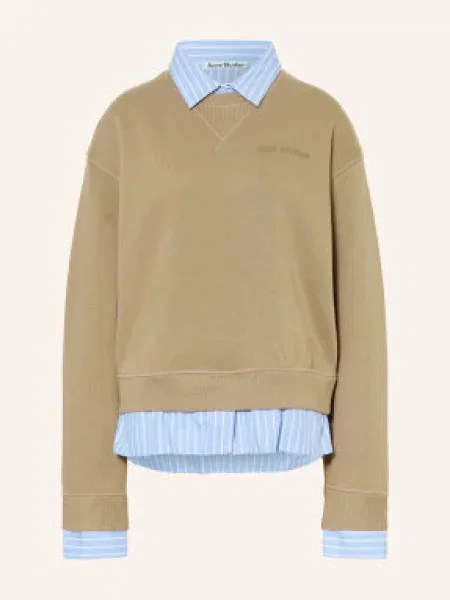Acne Studios Mikiny Z Kombinace Materiálů khaki / tmavě modrá bílá