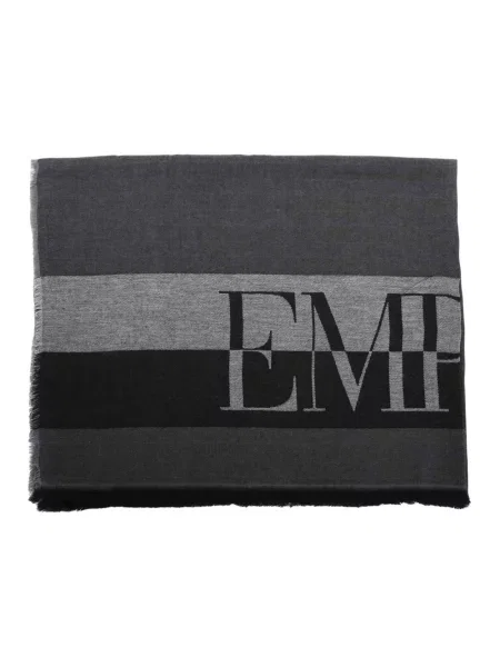 Szal Emporio Armani z logo szara