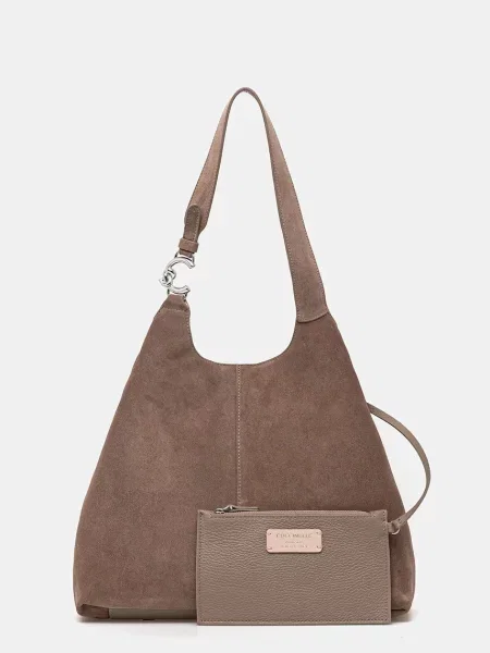 Coccinelle De piele geantă shopper + borsetă C-Easy maro