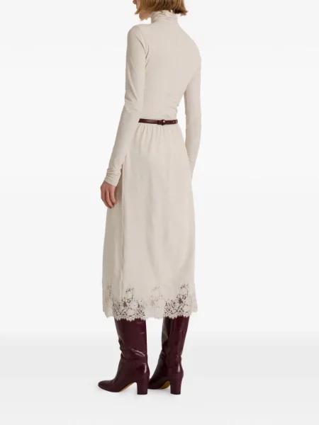 Fustă midi Alberta Ferretti din dantelă alb