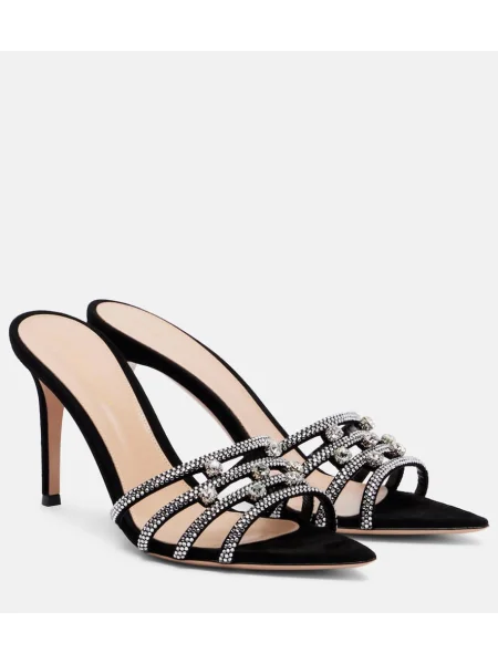 Papuci tip mules Gianvito Rossi din piele de căprioară negru