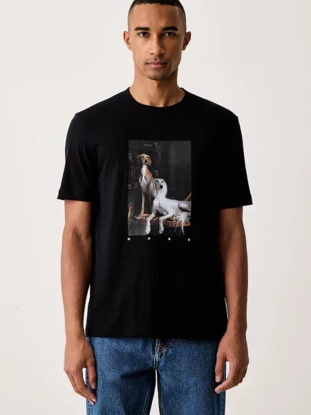 HUGO Tricou Daffilo negru