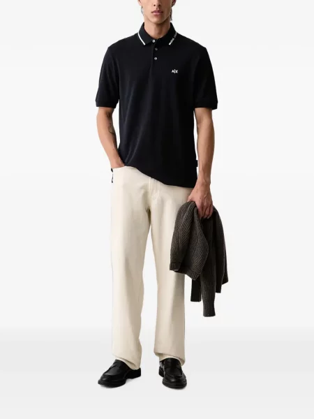 Tricou polo Armani Exchange cu autograf albastru