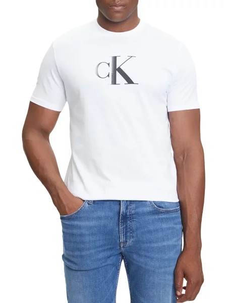Тениска Calvin Klein Jeans с принт бяло