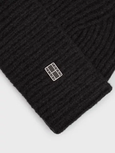Шерстяная шапка Tommy Jeans черная