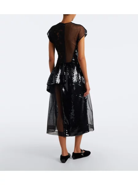 Rochie midi Simone Rocha din dantelă negru