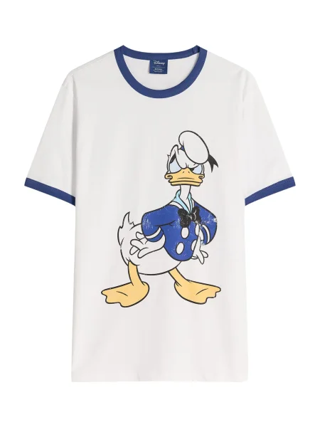 Bershka Majica DONALD DUCK modra / temno modra / rumena bela