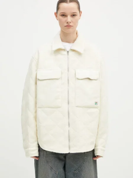 FILA+ jachetă de cămașă din lână Quilted Overshirt de tranzitie oversize bej