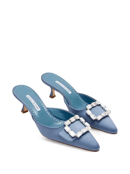 Papuci tip mules Manolo Blahnik cu cataramă albastru