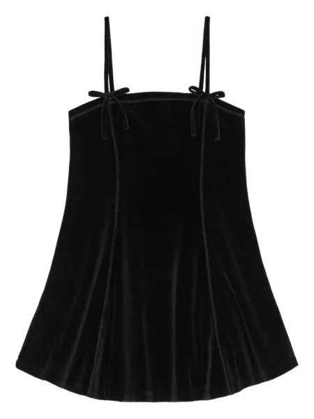 Rochie mini Ganni cu funde de catifea de costum negru