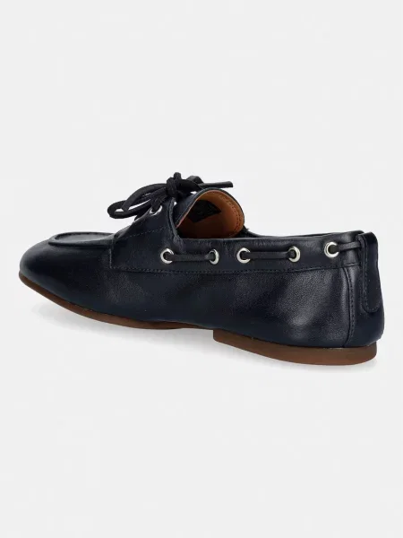 Tommy Hilfiger mokasyny skórzane TH SLEEK LEATHER BOAT SHOE granatowe