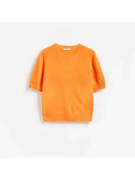 Reserved Vlněný svetr s krátkým rukávem oranžová