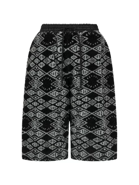 Pantaloni scurți Tomboy din fleece cu imprimeu geometric negru