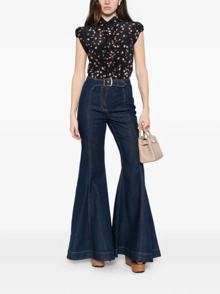 Top Max Mara cu model floral cu imagine albastru