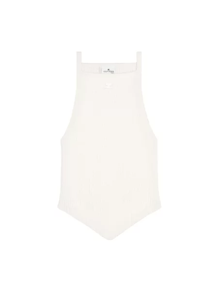 Dzianinowy top Courreges z logo biały