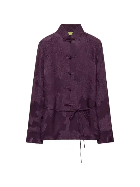 Bluză Shanghai Tang de mătase cu model floral violet
