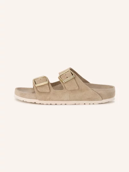 Sandały Birkenstock skórzane beżowe