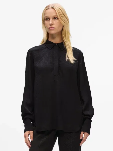 Блуза Karl Lagerfeld дамска с изчистен дизайн черно