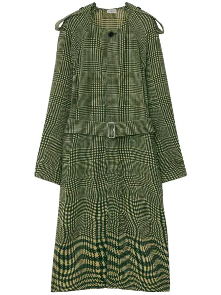 Płaszcz Burberry wełniany w pepitkę zielony
