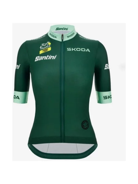 Koszulka rowerowa Tour de France Femmes avec Zwift Liderka Klasyfikacji Punktowej Fan Line Krótki Rękaw Corte Classic XXS zielona