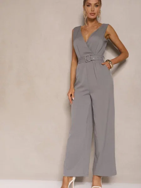 Kombinezon z Długimi Spodniami Kopertowy z w Talii Ronasia szary