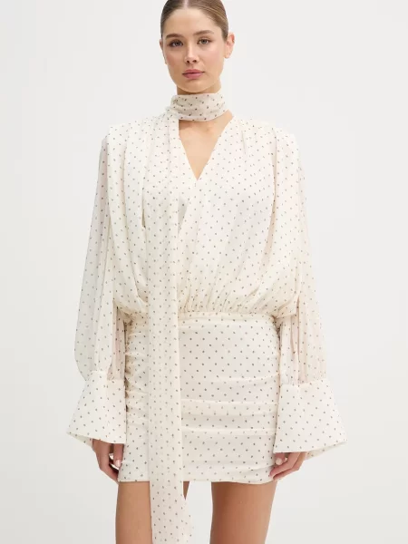 Rotate sukienka kopertowa beżowa