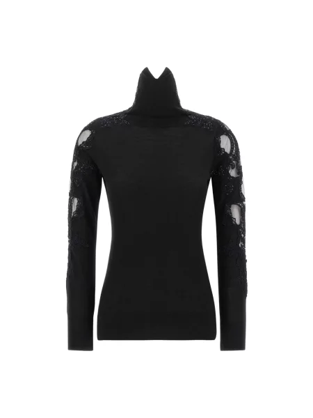Sweter z golfem Ermanno Scervino wełniany z długim rękawem czarny