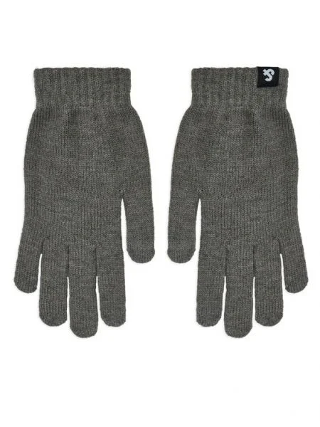 JACK & JONES Kesztyű Barry sötétszürke / fekete / fehér szürke