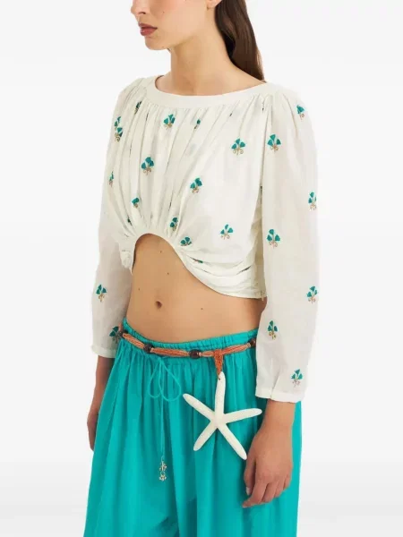 Decupat bluză Antik Batik cu broderie alb