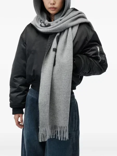 Fular Alexander Wang cu franjuri gri