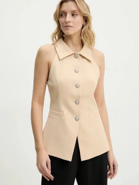 Answear Lab kamizelka jednorzędowa beżowy