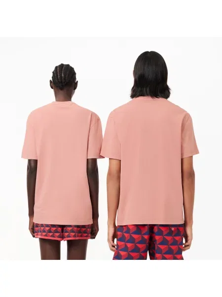 Lacoste Koszulka Natural Dyed Jersey różowa
