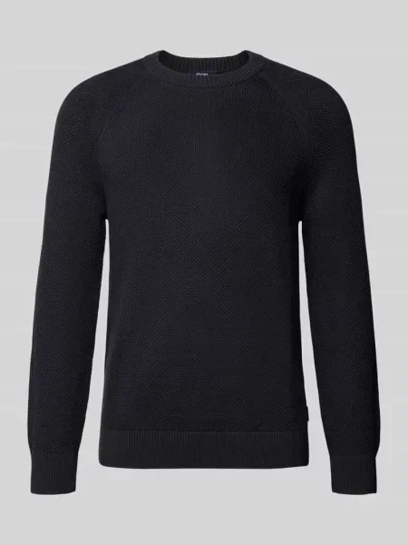 Sweter w kroju nowoczesnym z czystej bawełny model Joop! Collection granatowy