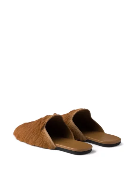 Papuci tip mules Prada din piele slip-on maro