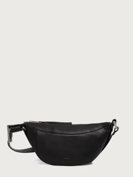 AllSaints geantă croissant pentru femei din piele LUNA negru