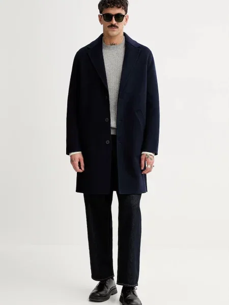 Вовняне пальто FROM FUTURE демісезонне oversize синій