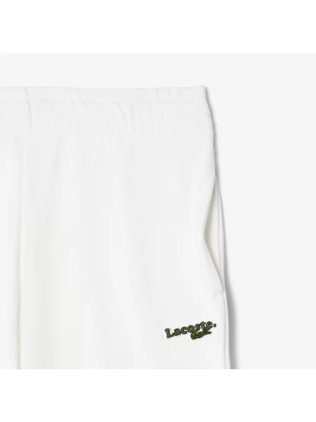 Lacoste Spodnie Dresowe Z Logo O Prostym Kroju białe