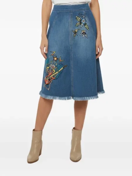 Fustă midi Zadig&voltaire cu broderie albastru
