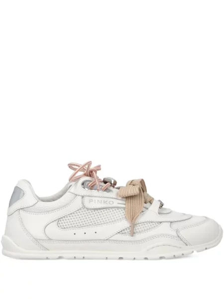 Sneakerși Pinko cu șireturi din dantelă alb