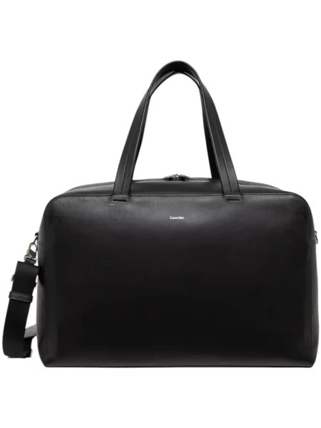 Calvin Klein Torba Ck Premium Leather Weekender crna
