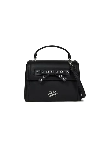 Geanta crossbody Karl Lagerfeld din piele cu autograf negru