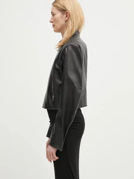 Шкіряна куртка Maison Margiela перехідна oversize чорний