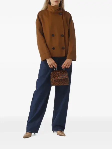 Geantă shopper Orciani cu imagine cu model leopard maro