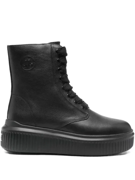 Botine Janet & Janet cu șireturi cu platformă din dantelă negru