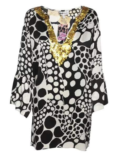Bluzka Anna Scholz z cekinami z dekoltem w serek czarna