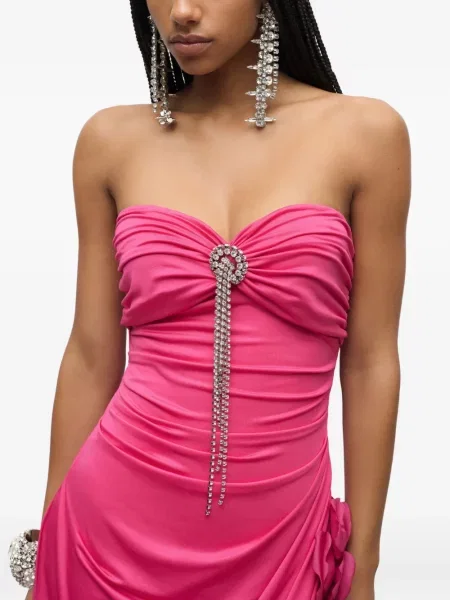 Rochie mini Area drapată de cristal de costum roz