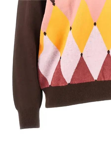 Pulover Ballantyne din cașmir cu model argyle maro