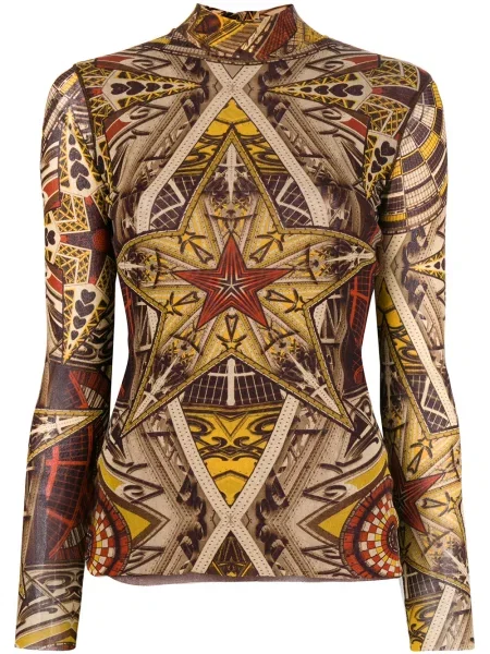 Rolák top Jean Paul Gaultier Pre-owned s potiskem hnědý