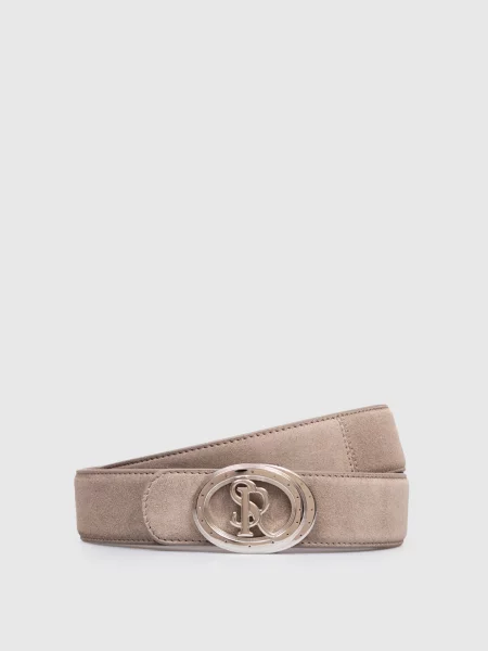 Замшевый ремень Stefano Ricci с ремешками бежевый